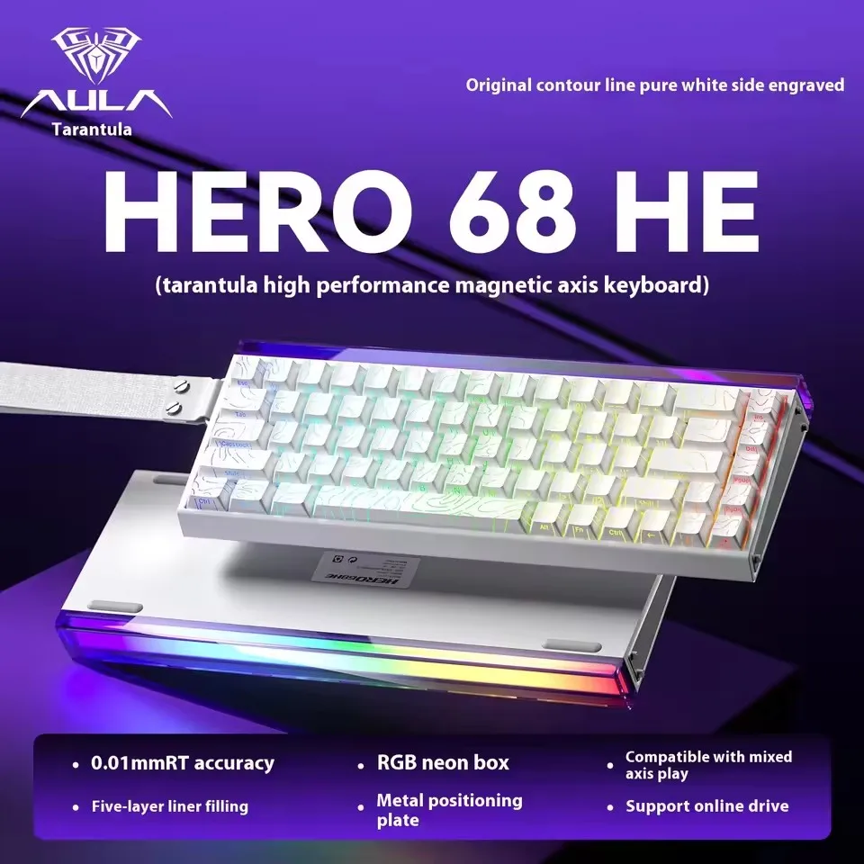 Игровая клавиатура AULA HERO 68HE с магнитным переключателем RT0.01 для киберспорта, проводная механическая клавиатура RGB, эргономичные аксессуары
Игровая клавиатура AULA HERO 68HE с магнитным переключателем RT0.01 для киберспорта, проводная механическая клавиатура RGB, эргономичные аксессуары