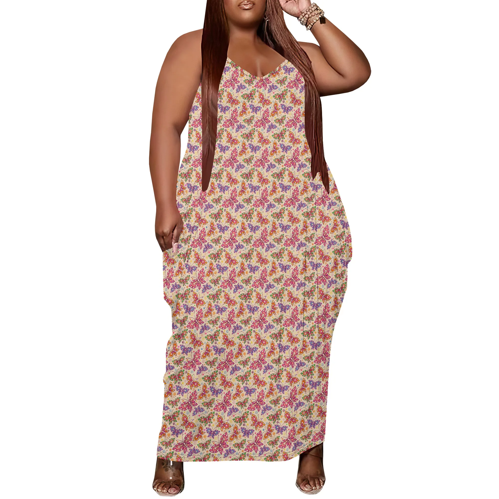 Women Plus Size Dress Loose Strap Maxi Dress with Pocket Breathable Vacation Butterfly Print XL-6XL
Women Plus Size Dress Loose Strap Maxi Dress with Pocket Breathable Vacation Butterfly Print XL-6XL