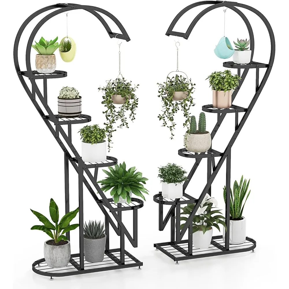 Metal Plant Stand Indoor Outdoor, 5 Tier Heart-shaped Ladder Plant Holder with Hanging Hooks for Multiple Plants, Large Display
Metal Plant Stand Indoor Outdoor, 5 Tier Heart-shaped Ladder Plant Holder with Hanging Hooks for Multiple Plants, Large Display
