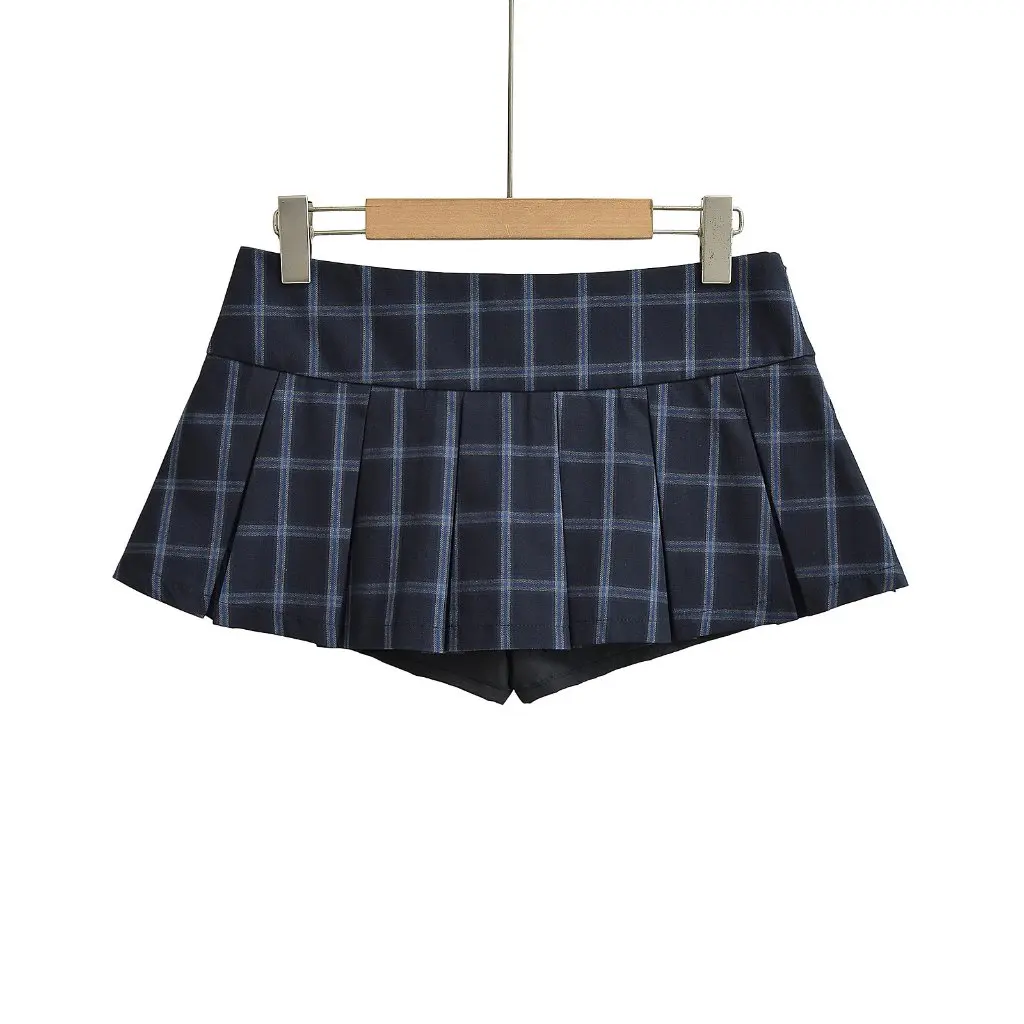Vintage Blue Plaid Ultra Short Pleated Skirt Women's Low Waist Slimming A-Line Overskirt for Autumn Winter American Style Hot
Vintage Blue Plaid Ultra Short Pleated Skirt Women's Low Waist Slimming A-Line Overskirt for Autumn Winter American Style Hot