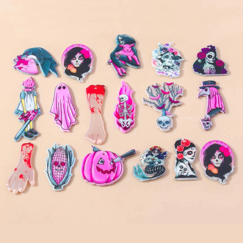 Leslie 5pcs Acrylic Halloween Girls Saw Heart Pumpkin Ghost Charms For DIY Halloween Necklace Bracelet Jewelry Making Accessory
Leslie 5pcs Acrylic Halloween Girls Saw Heart Pumpkin Ghost Charms For DIY Halloween Necklace Bracelet Jewelry Making Accessory