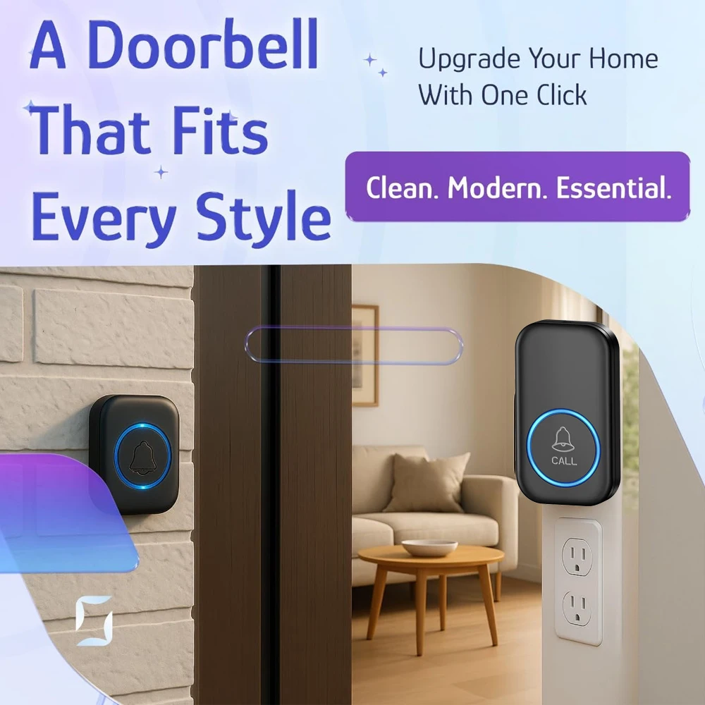 300M Wireless Doorbell Intelligent Welcome Bell 60 Songs Melodies Home Smart Doorbell US EU UK Plug Optional Remote
300M Wireless Doorbell Intelligent Welcome Bell 60 Songs Melodies Home Smart Doorbell US EU UK Plug Optional Remote