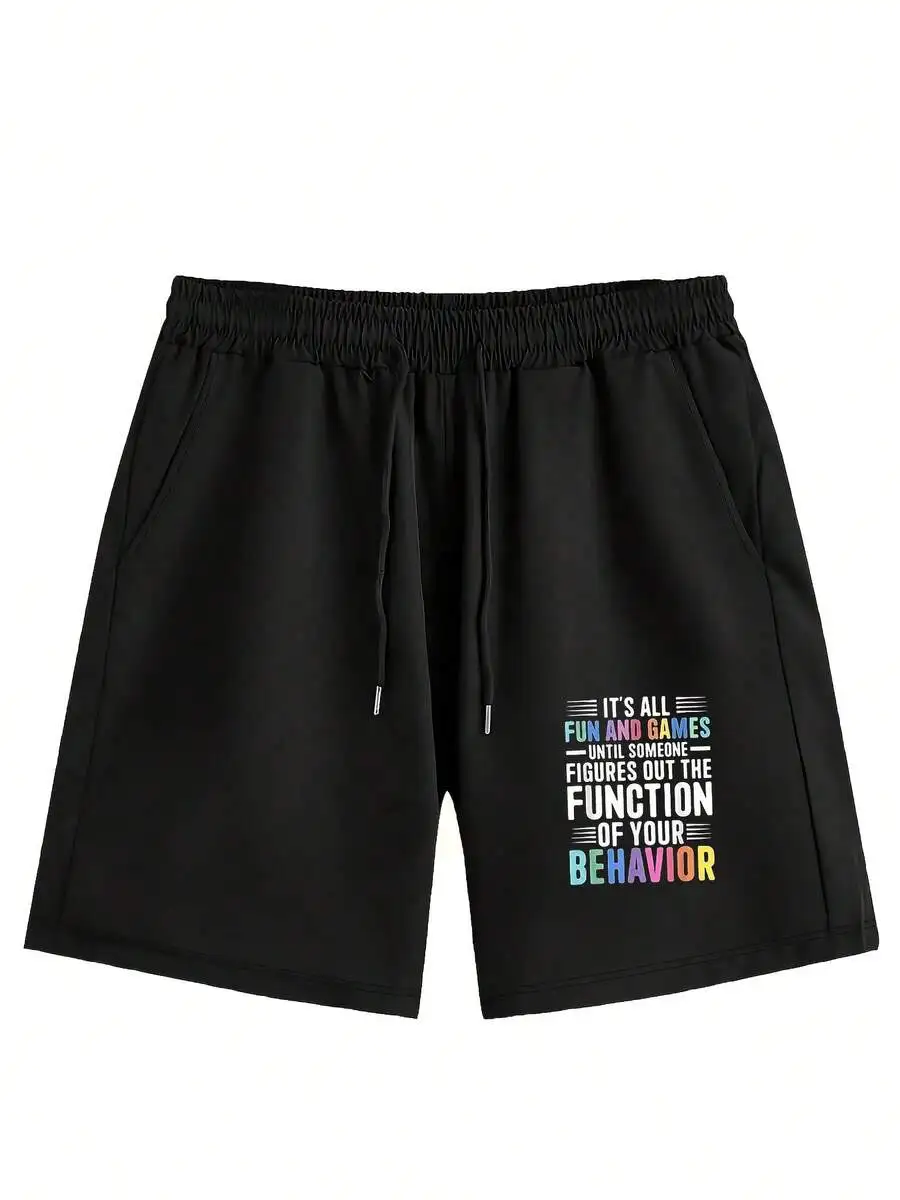 Black Mens Casual Shorts With Rainbow Print For Daily Wear And Fitness
Black Mens Casual Shorts With Rainbow Print For Daily Wear And Fitness