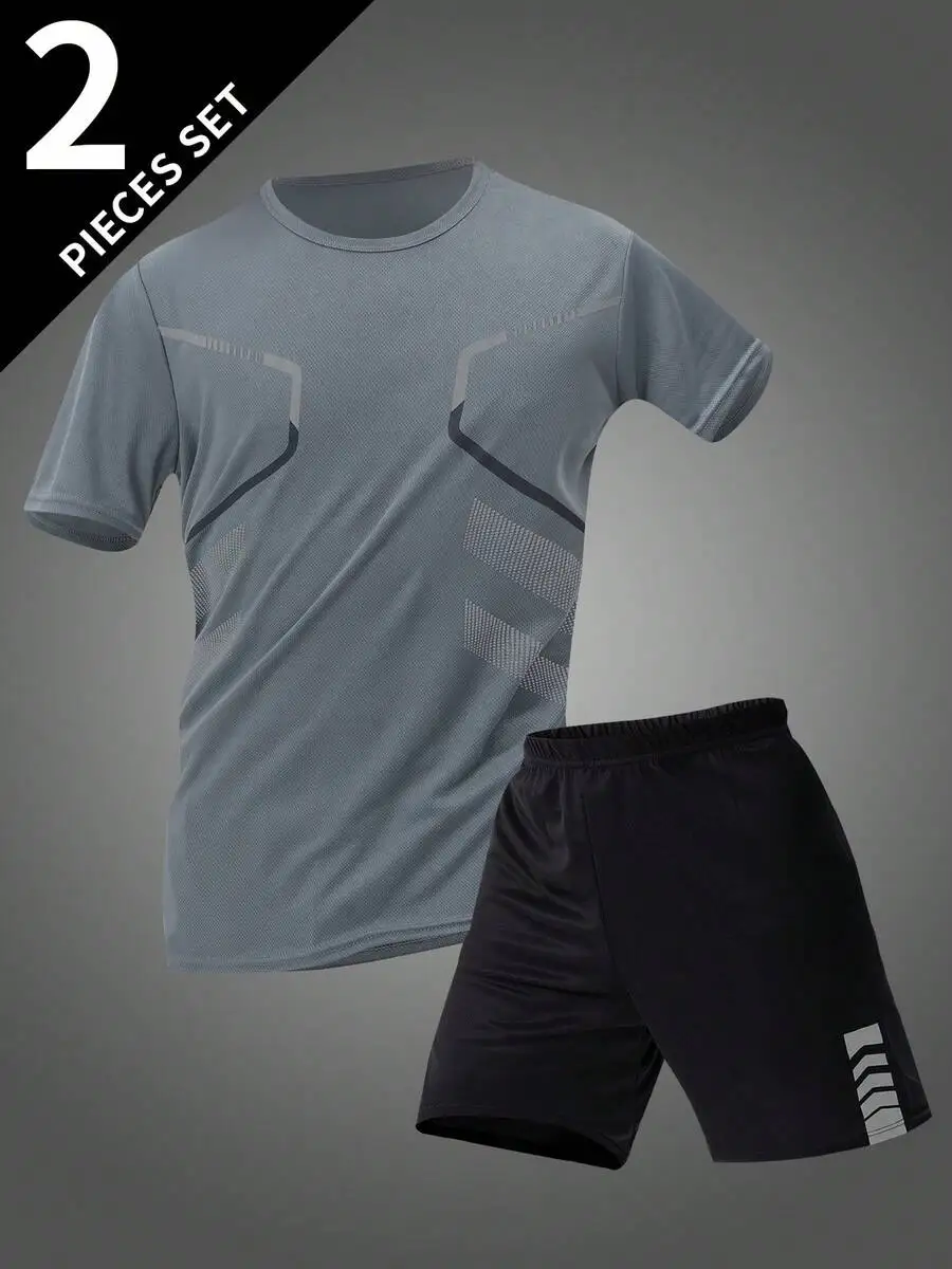 Men Summer Casual Sports 2-Piece Set Round Neck Tee And Shorts
Men Summer Casual Sports 2-Piece Set Round Neck Tee And Shorts