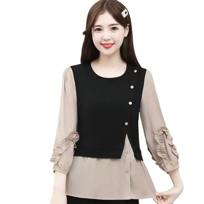 Women's Fashion High-End Stitching Fake Two-Piece Shirt Female 2023 Original Spring And Summer New Pullover Coat Primer Shirt
Women's Fashion High-End Stitching Fake Two-Piece Shirt Female 2023 Original Spring And Summer New Pullover Coat Primer Shirt