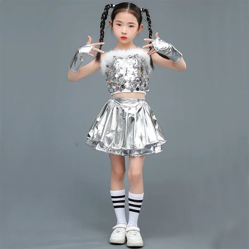 Girls Boys Hip Hop Sequin Crop Top Street Dance Silver Skirts Streetwear Performance Jazz Costume Group Clothes Sock
Girls Boys Hip Hop Sequin Crop Top Street Dance Silver Skirts Streetwear Performance Jazz Costume Group Clothes Sock