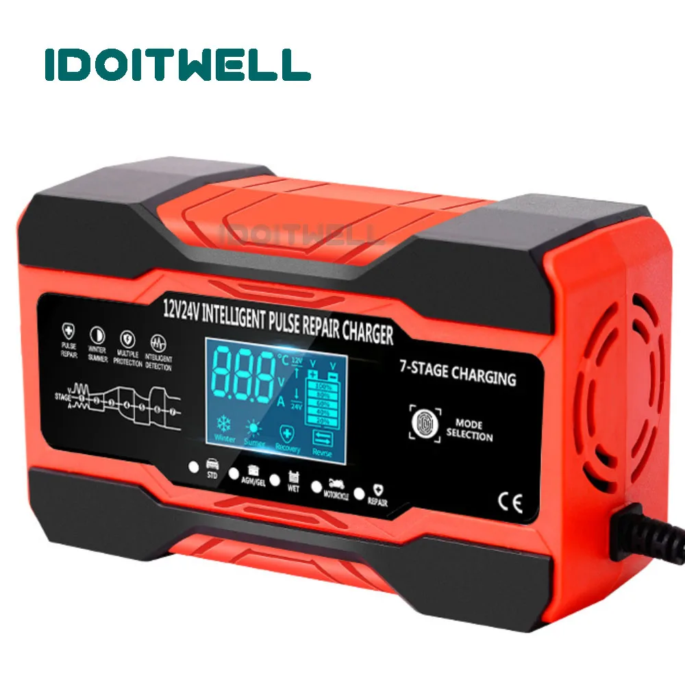 12V 24V 10A Smart Car Battery Charger Touch Screen Pulse Repair LCD Fast Power Charging Wet Dry Lead Acid for GEL WET battery
12V 24V 10A Smart Car Battery Charger Touch Screen Pulse Repair LCD Fast Power Charging Wet Dry Lead Acid for GEL WET battery