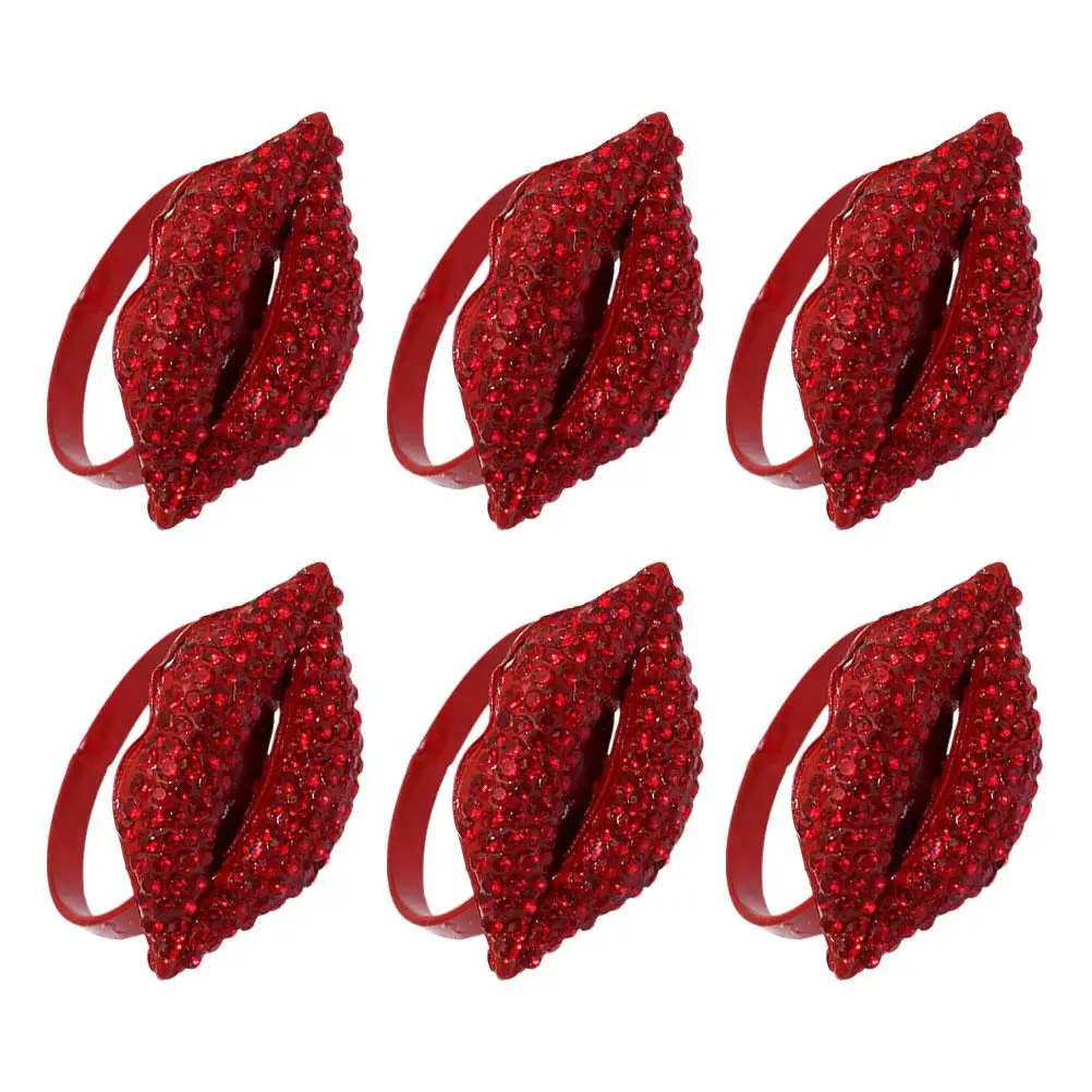 6 Pcs Red Lips Napkin Ring Rings Elegant Holder Valentines Design Romantic Dining Table Decor Day Serviette Rhinestone Buckle
6 Pcs Red Lips Napkin Ring Rings Elegant Holder Valentines Design Romantic Dining Table Decor Day Serviette Rhinestone Buckle