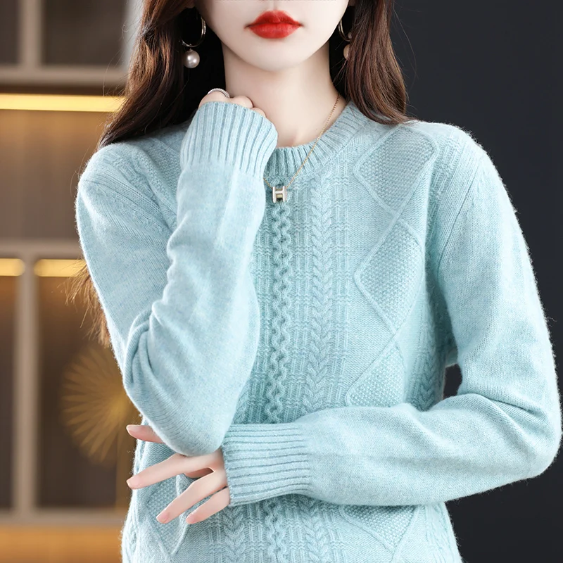 Autumn Winter New Women's Sweater 100% Pure Wool Pullover Round Neck Large Pattern Fashion Knitted Sweater Comfortable and Warm
Autumn Winter New Women's Sweater 100% Pure Wool Pullover Round Neck Large Pattern Fashion Knitted Sweater Comfortable and Warm