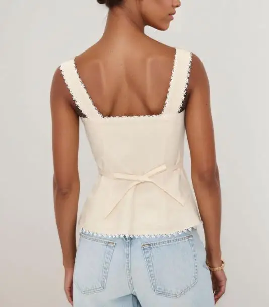 Top Women 2026 Spring Summer New Vintage Lace Splicing Solid Color Square Collar Sleeveless Versatile Casual Lace Up Vest Top
Top Women 2026 Spring Summer New Vintage Lace Splicing Solid Color Square Collar Sleeveless Versatile Casual Lace Up Vest Top