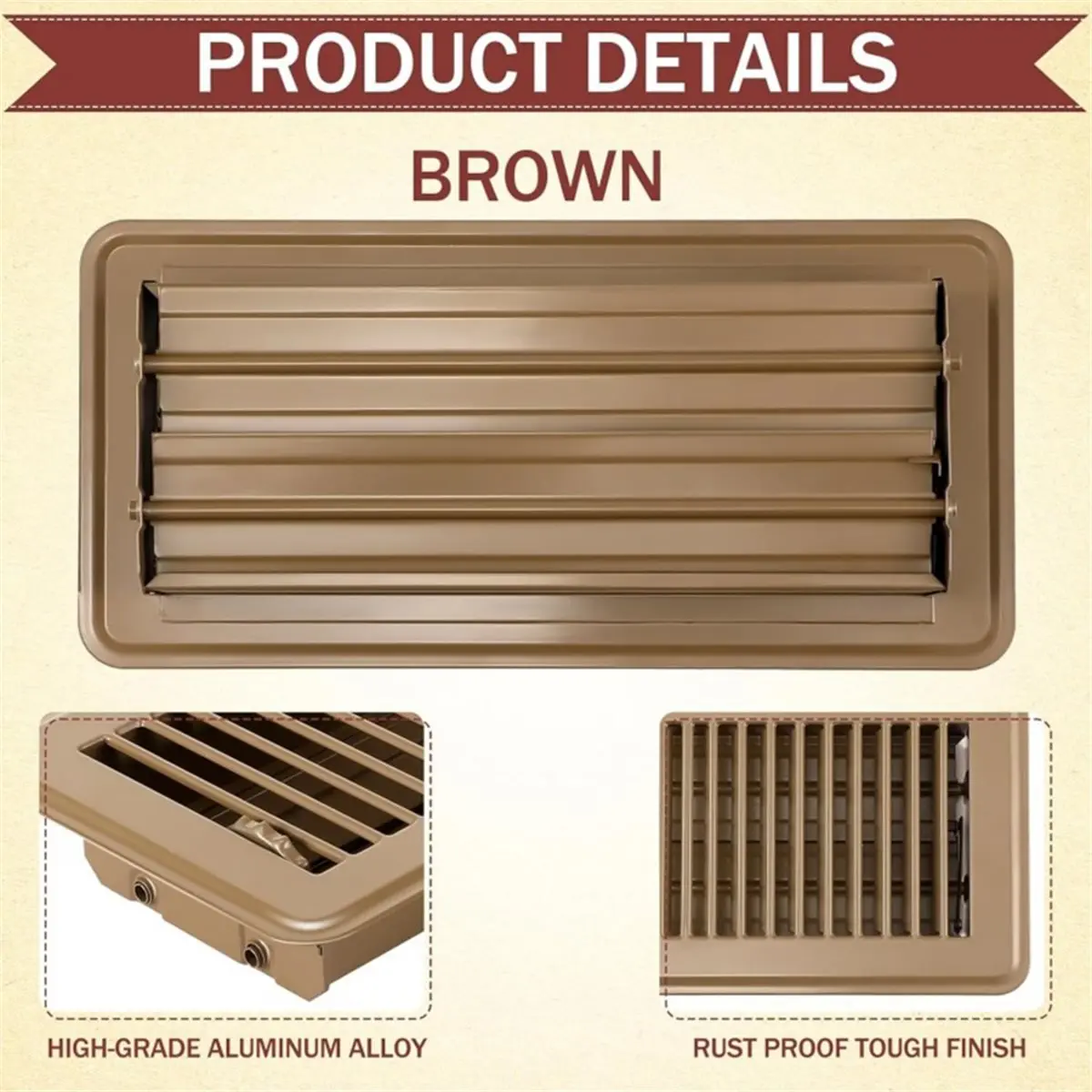 2026 New Tool 4x10 Inch Iron Floor Vents High-Efficiency Air Cover Register Covers for Home RV
2026 New Tool 4x10 Inch Iron Floor Vents High-Efficiency Air Cover Register Covers for Home RV