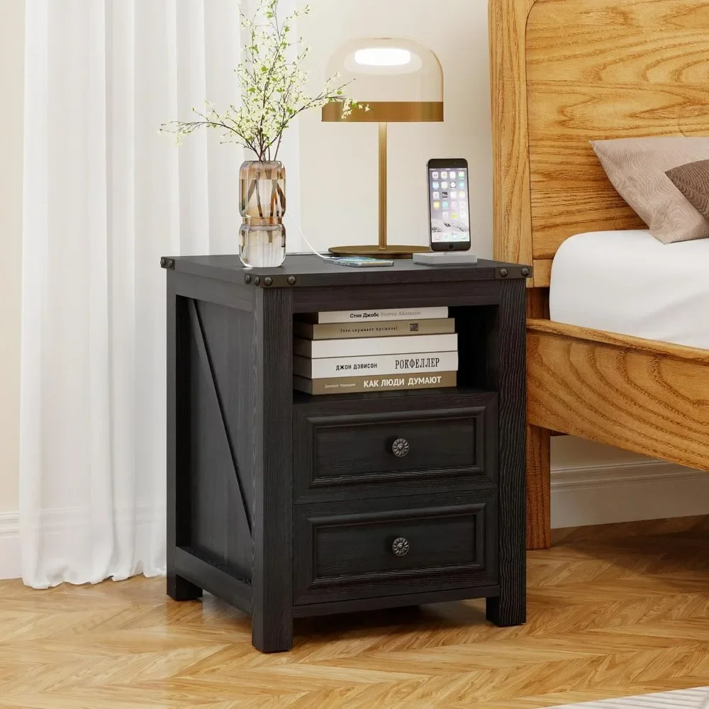 Farmhouse Style Nightstands Set - 18 Wide Dual Drawer Bedside Tables with Charging Station for Bedroom and Living Room
Farmhouse Style Nightstands Set - 18 Wide Dual Drawer Bedside Tables with Charging Station for Bedroom and Living Room