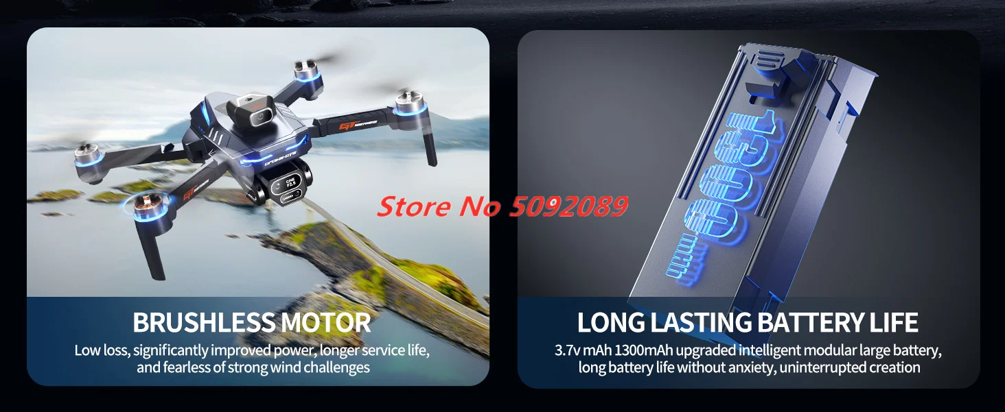 Optical Flow 8K Three Camera Brushless Drone Power Display Over-distance Remind Obstacle avoidance Optical Flow Positioning