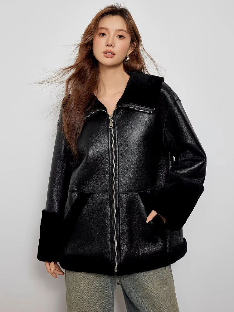High-end Luxury Merino Sheep Fur Winter Jackets for Women 2026 New Simple Black Mid-length Genuine Leather Real Fur Coat
High-end Luxury Merino Sheep Fur Winter Jackets for Women 2026 New Simple Black Mid-length Genuine Leather Real Fur Coat