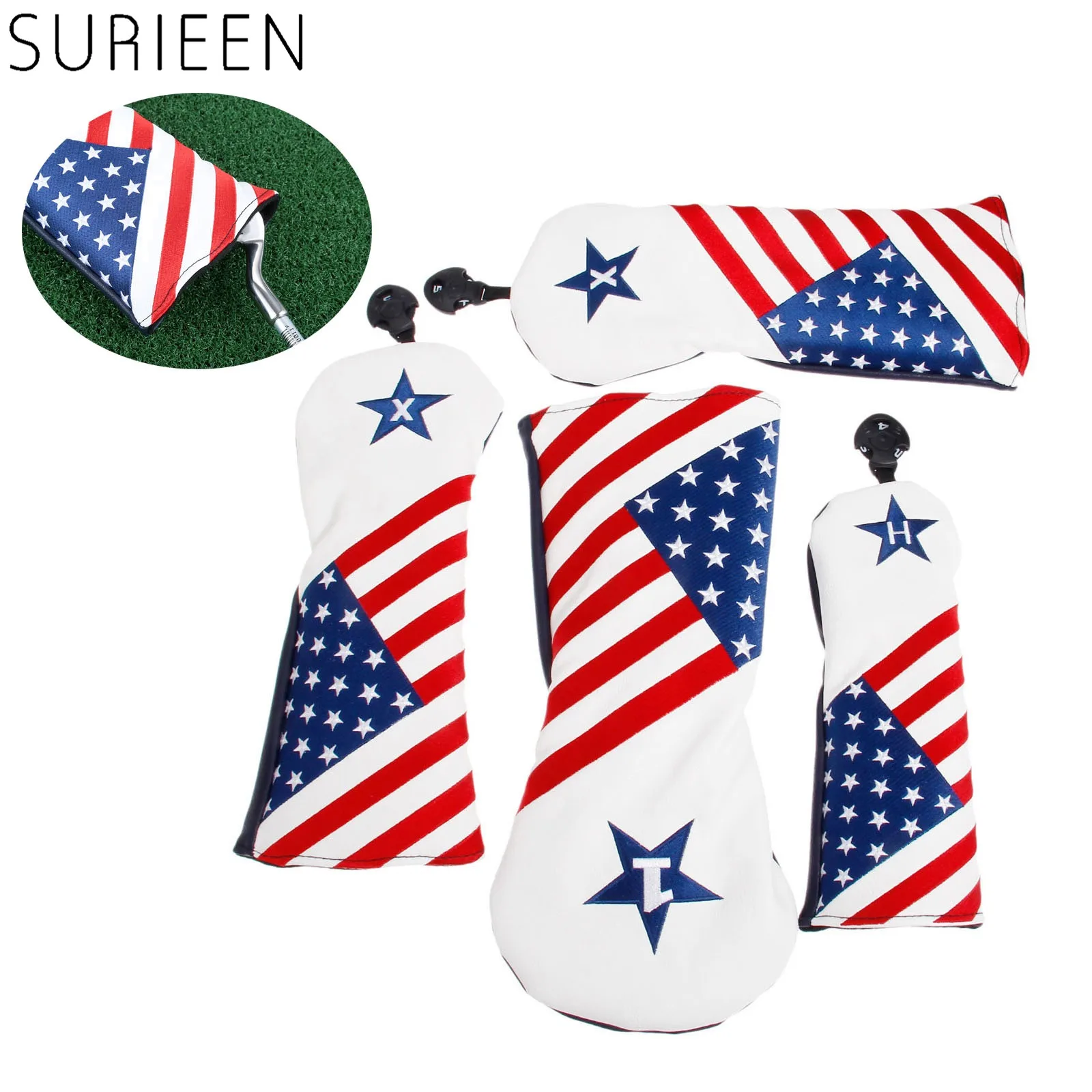 1 Pc PU Golf Wood Headcover With USA America Flag Style For Golf Driver Cover Fairway Hybrid Club Head Covers Golf Accessories
1 Pc PU Golf Wood Headcover With USA America Flag Style For Golf Driver Cover Fairway Hybrid Club Head Covers Golf Accessories
