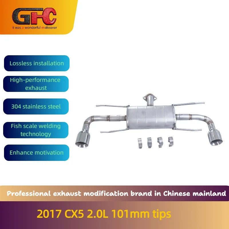GFC Brand High-Performance Variable Valve Exhaust System Catback for 2017 Mazda CX-5 2.0L with Muffler And Tips Tail Section Upg
GFC Brand High-Performance Variable Valve Exhaust System Catback for 2017 Mazda CX-5 2.0L with Muffler And Tips Tail Section Upg