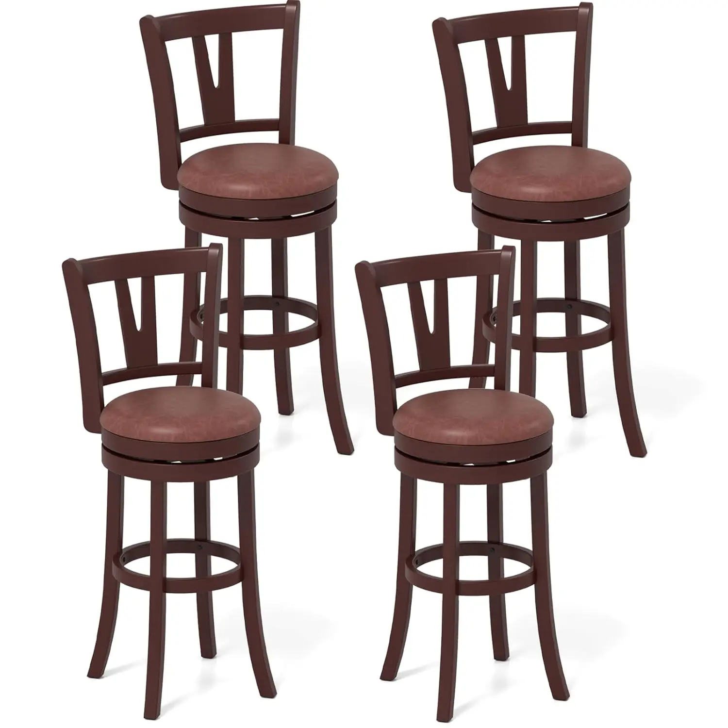 Barstools Set of 4, 30” Faux Leather Upholstered Bar Stools with High Backs and Footrests, Armless Kitchen Island, Customized
Barstools Set of 4, 30” Faux Leather Upholstered Bar Stools with High Backs and Footrests, Armless Kitchen Island, Customized
