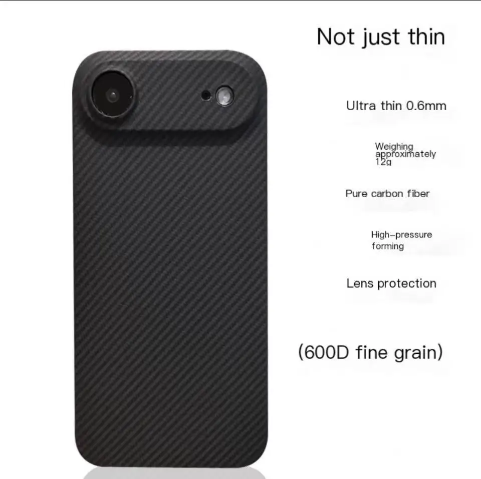 Ультратонкий чехол из углеродного волокна 0,6 мм/12G для Apple iPhone Air 17Air, новый объектив 17 Primex с полным покрытием
Ультратонкий чехол из углеродного волокна 0,6 мм/12G для Apple iPhone Air 17Air, новый объектив 17 Primex с полным покрытием