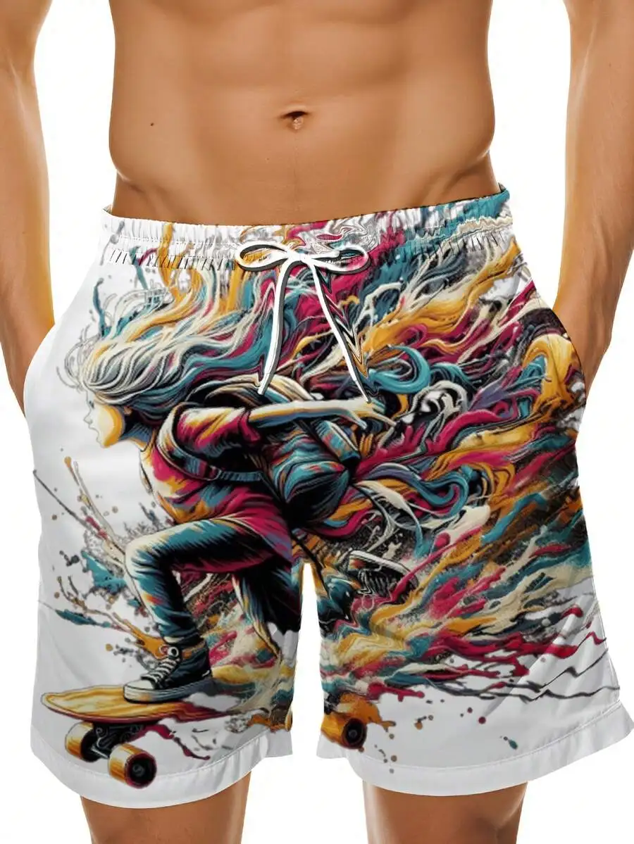 Colorful Skateboard Art Print Mens Swim Shorts With Drawstring Waistband Summer Beach Board Shorts
Colorful Skateboard Art Print Mens Swim Shorts With Drawstring Waistband Summer Beach Board Shorts