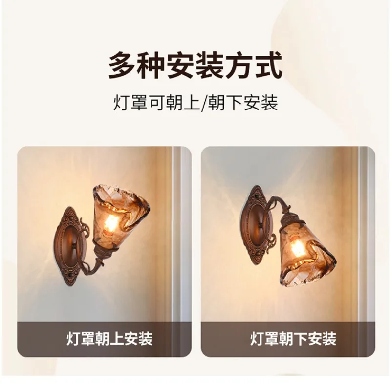 European and American new led bedroom bedside lamp retro coffee color living room background decoration balcony stairs wall lamp
European and American new led bedroom bedside lamp retro coffee color living room background decoration balcony stairs wall lamp