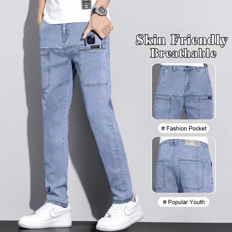 Men's Multi-Pocket Cargo Jeans Solid Color Washed Summer Youth Denim Pants Straight Fit Casual Workwear Streetwear Trousers
Men's Multi-Pocket Cargo Jeans Solid Color Washed Summer Youth Denim Pants Straight Fit Casual Workwear Streetwear Trousers
