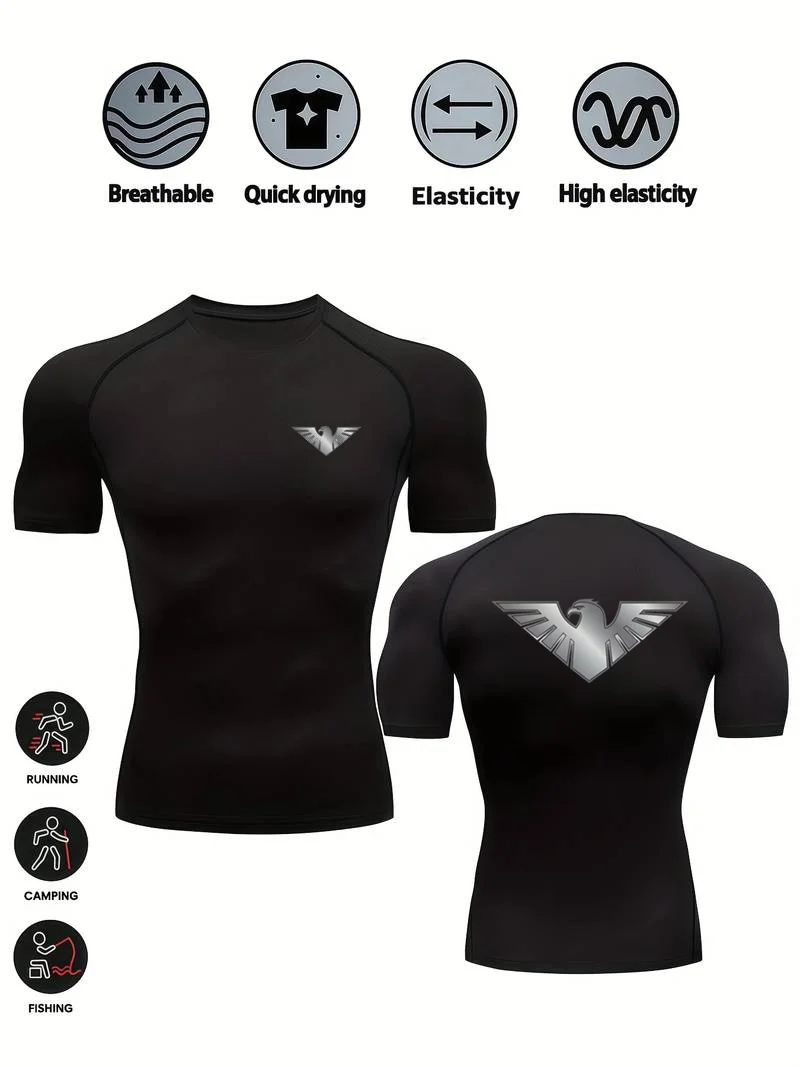 Компрессионная рубашка, мужская футболка с принтом орла, футболка для бега, спортивный топ для спортзала, быстросохнущая дышащая спортивная одежда для фитнеса, одежда для бодибилдинга
Компрессионная рубашка, мужская футболка с принтом орла, футболка для бега, спортивный топ для спортзала, быстросохнущая дышащая спортивная одежда для фитнеса, одежда для бодибилдинга