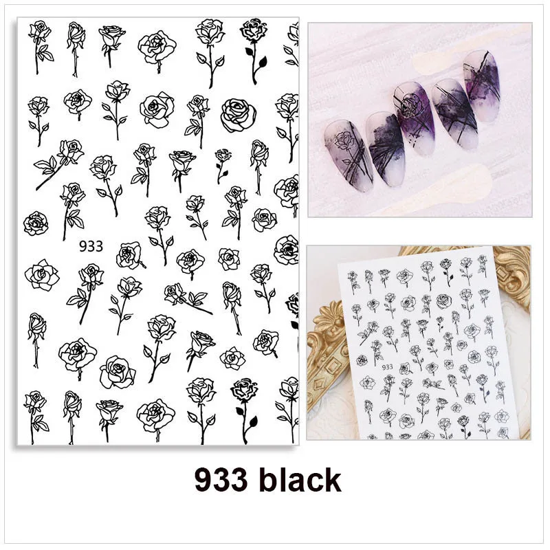 Rose nail art sticker for manicure accessories black white ultra thin foils 3D Hand sketching flowers slider nail decals YJ011
Rose nail art sticker for manicure accessories black white ultra thin foils 3D Hand sketching flowers slider nail decals YJ011