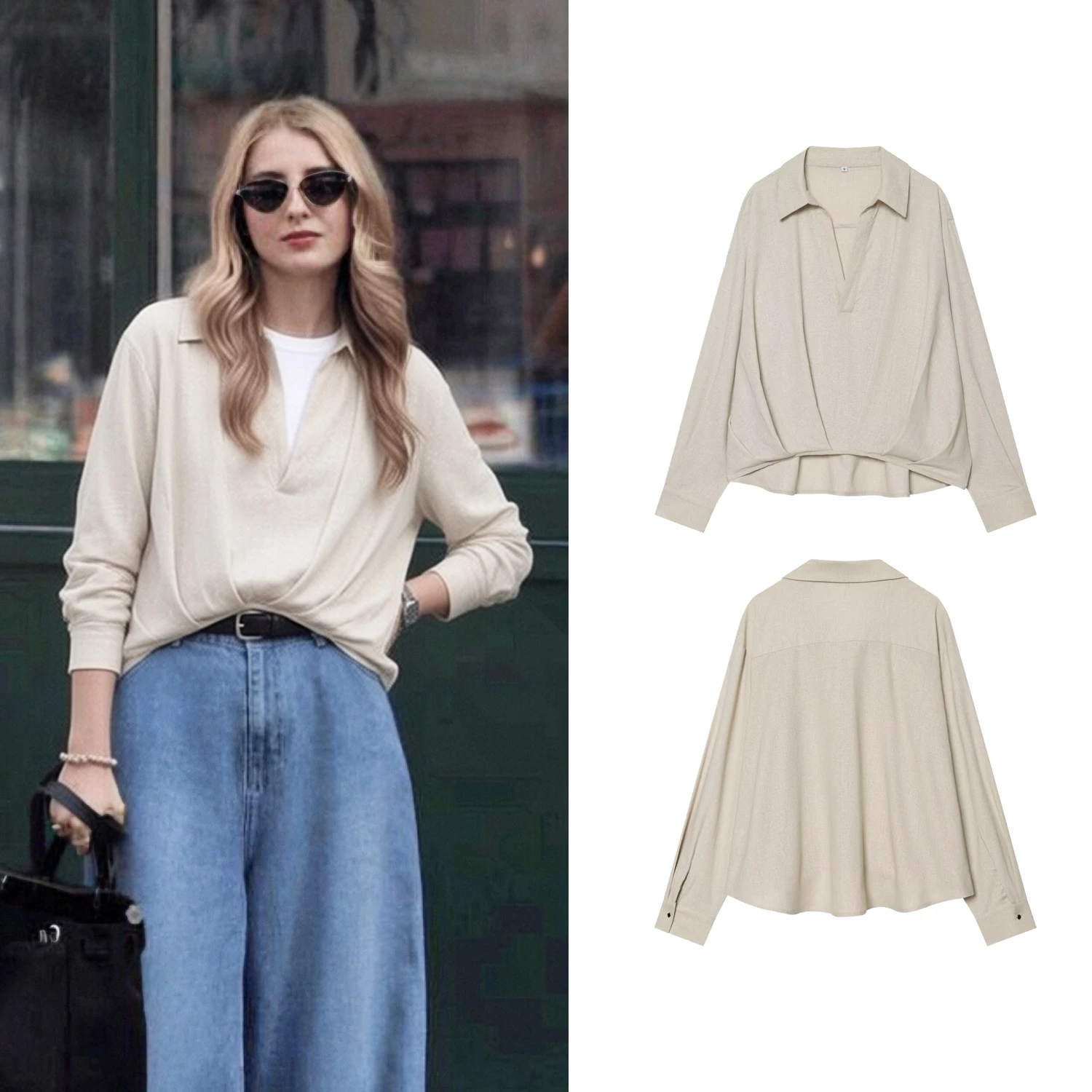 Women's Blouses Spring Summer Female V-Neck Long Sleeve Pleats Asymmetric Hem Blouses Fashion Loose Female Casual Shirts Tops
Women's Blouses Spring Summer Female V-Neck Long Sleeve Pleats Asymmetric Hem Blouses Fashion Loose Female Casual Shirts Tops