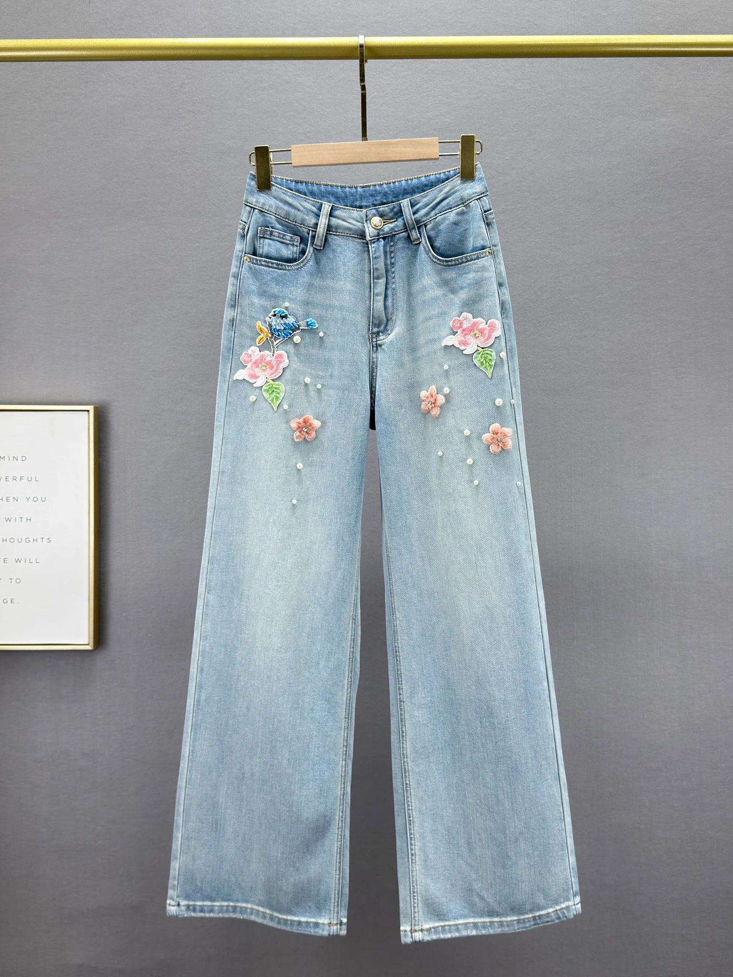 Retro Embroidered Beaded Women's Jeans High Waist Loose Slimming Vintage Waed Straight Leg Long Pants Spring New Arrival
Retro Embroidered Beaded Women's Jeans High Waist Loose Slimming Vintage Waed Straight Leg Long Pants Spring New Arrival