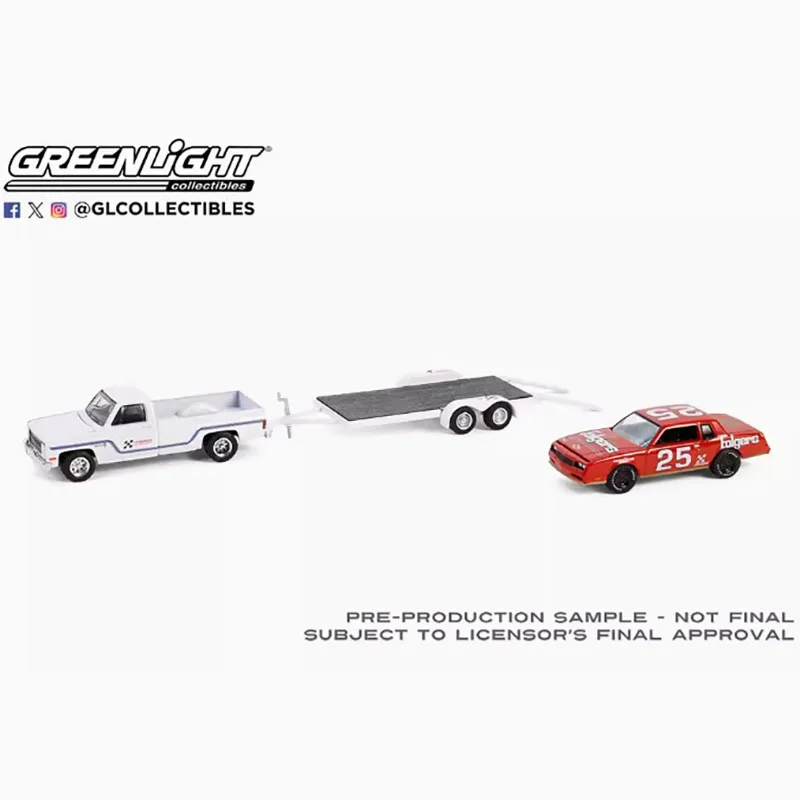 Greenlight масштаб 1:64 Chevrolet's C30 & Monte Carlo SS 1986 года. # 25 и планшетные прицепы, модель автомобиля из сплава, праздничные подарки, игрушки 
Greenlight масштаб 1:64 Chevrolet's C30 & Monte Carlo SS 1986 года. # 25 и планшетные прицепы, модель автомобиля из сплава, праздничные подарки, игрушки