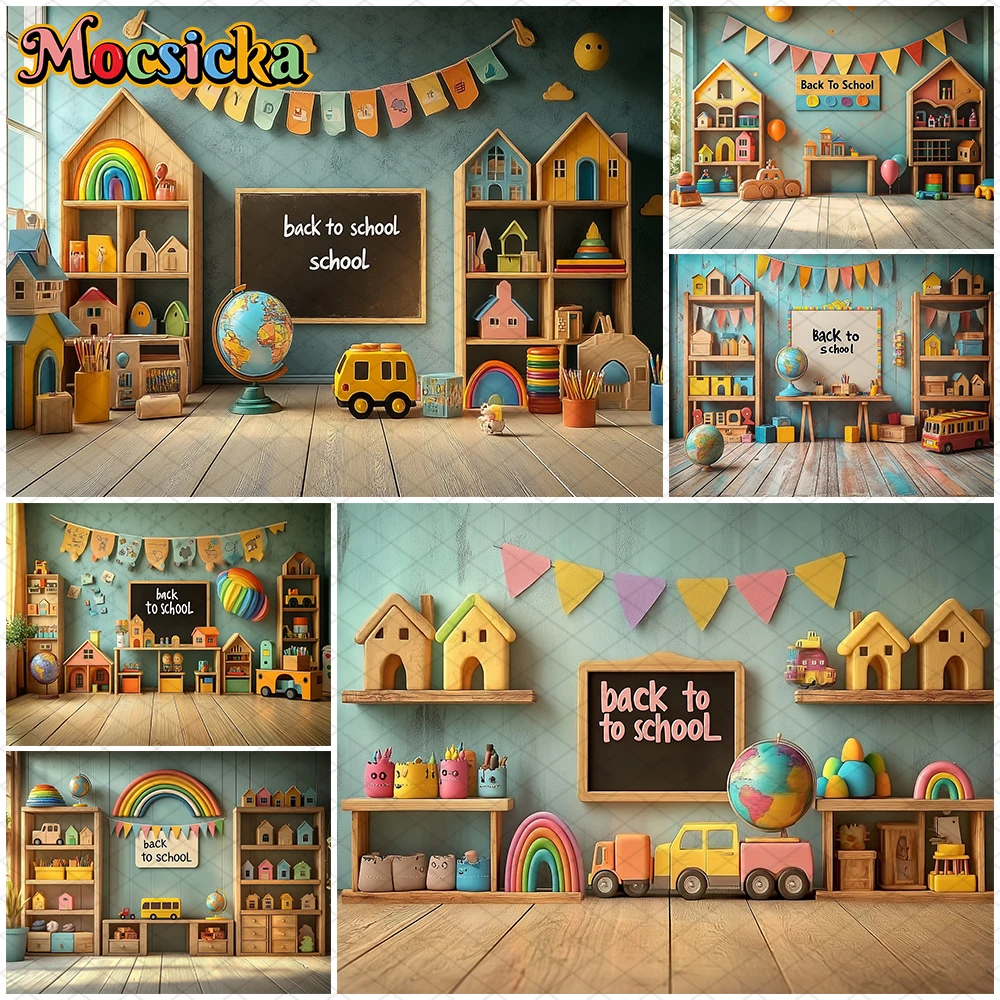 Mocsicka Back To School Background Kindergarten Children Student Photo Backdrop Classroom House Globe Toy Car Book Decors Banner
Mocsicka Back To School Background Kindergarten Children Student Photo Backdrop Classroom House Globe Toy Car Book Decors Banner