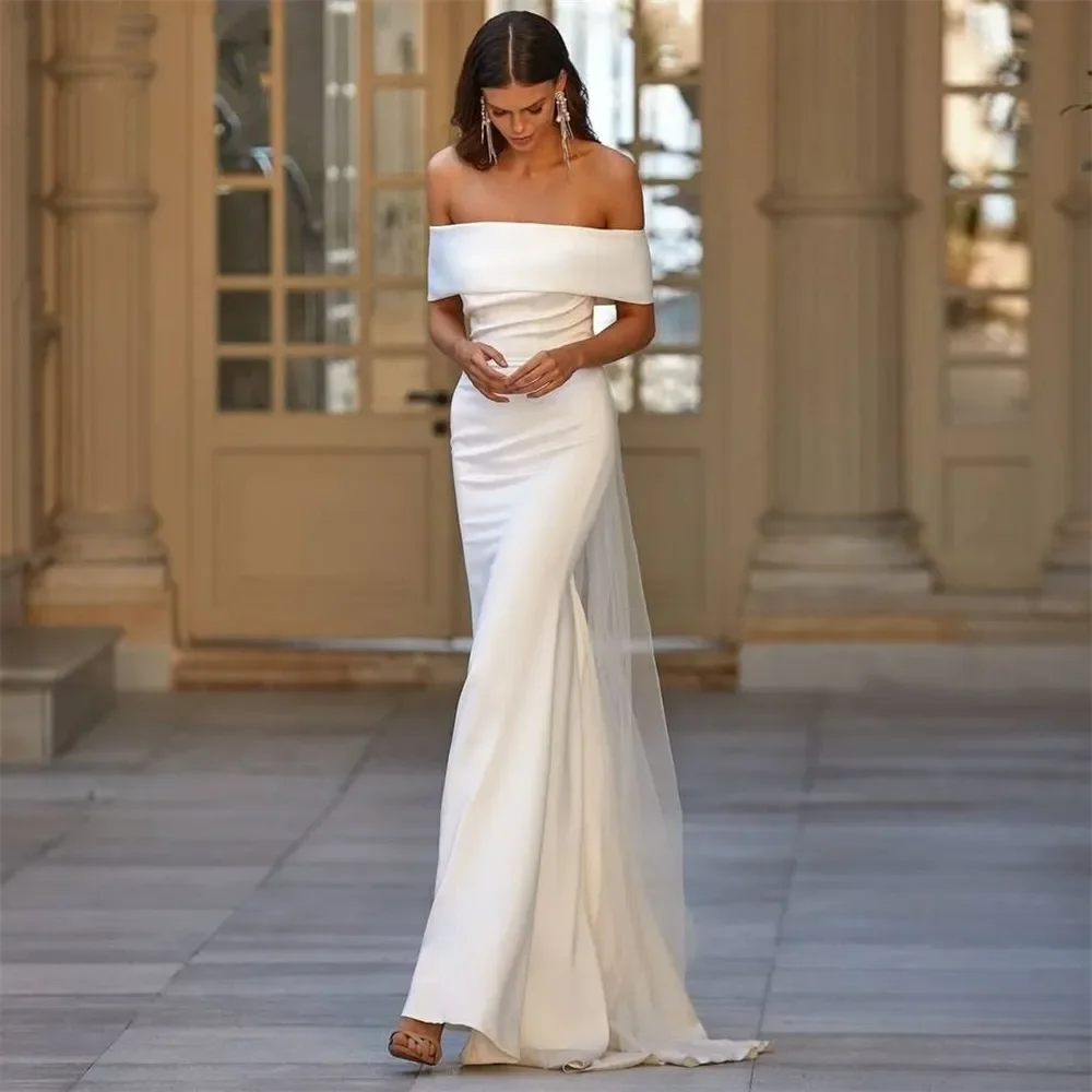 Flavinke Elegant Off Shoulder Backless Mermaid Wedding Dresses For Women Sweep Train Minimalism Bridal Gown vestidos de novia
Flavinke Elegant Off Shoulder Backless Mermaid Wedding Dresses For Women Sweep Train Minimalism Bridal Gown vestidos de novia