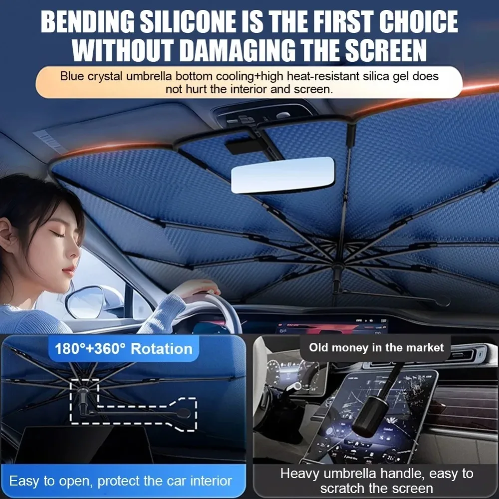 360° Rotatable Car Sunshade Windshield Umbrella with Bendable Handle UV Protection Front Window Sunshade Summer Car Accessory
360° Rotatable Car Sunshade Windshield Umbrella with Bendable Handle UV Protection Front Window Sunshade Summer Car Accessory