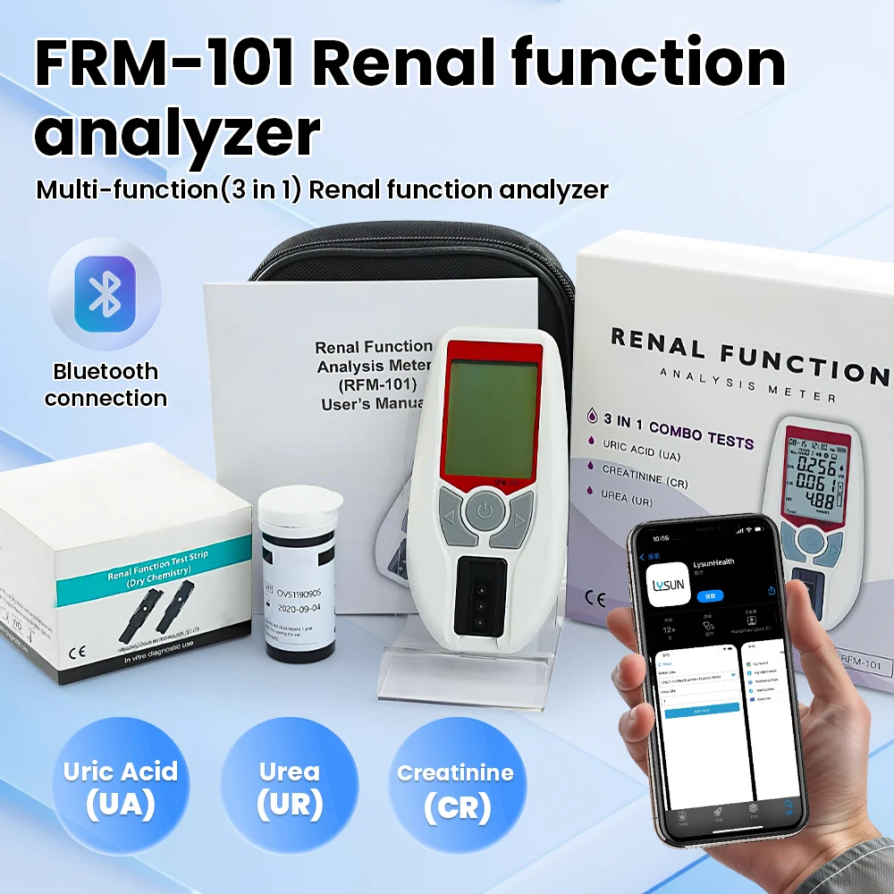 The Renal Function Analysis Meter Quantitative Determination of Uric Acid (UA), Creatinine (CR) and Urea (UR) (Strips Optional)
The Renal Function Analysis Meter Quantitative Determination of Uric Acid (UA), Creatinine (CR) and Urea (UR) (Strips Optional)