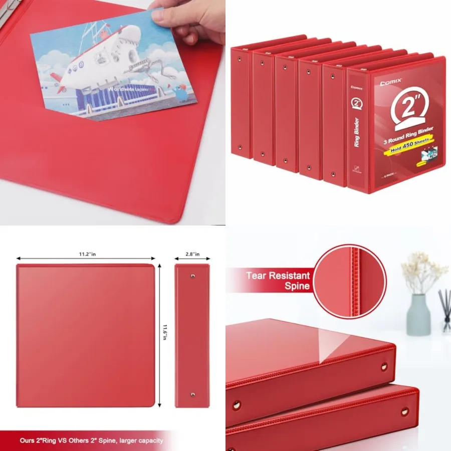 3 Ring Binder with Clear View Cover, 2" View Binder Holds 450 Sheets of US Letter Size Paper, 6 Pack
3 Ring Binder with Clear View Cover, 2" View Binder Holds 450 Sheets of US Letter Size Paper, 6 Pack