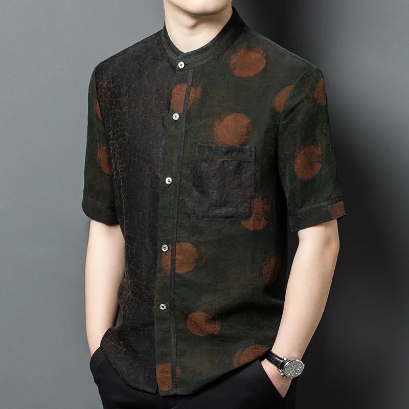 Real Silk Men's Summer Gambiered Guangdong Crack Suit Middle-Aged Short Sleeve Shirt Canton Gauze New Chinese Style Men
Real Silk Men's Summer Gambiered Guangdong Crack Suit Middle-Aged Short Sleeve Shirt Canton Gauze New Chinese Style Men