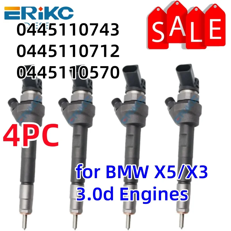 4PCS 0445110743 0445110712 0445110570 Diesel Fuel Injector 0 445 110 712 0 445 110 570 for BMW X5/X3 3.0d Engines ERIKC
4PCS 0445110743 0445110712 0445110570 Diesel Fuel Injector 0 445 110 712 0 445 110 570 for BMW X5/X3 3.0d Engines ERIKC