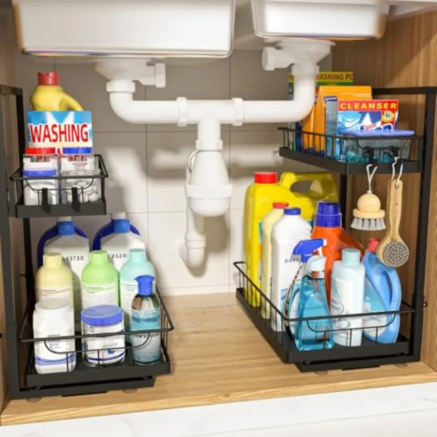 Under Sink Organizer Pack -Tier Cabinet Organizer for Kitchen Bathroom Slide Out Drawer Under Sink Organizers and Storage Metal
Under Sink Organizer Pack -Tier Cabinet Organizer for Kitchen Bathroom Slide Out Drawer Under Sink Organizers and Storage Metal