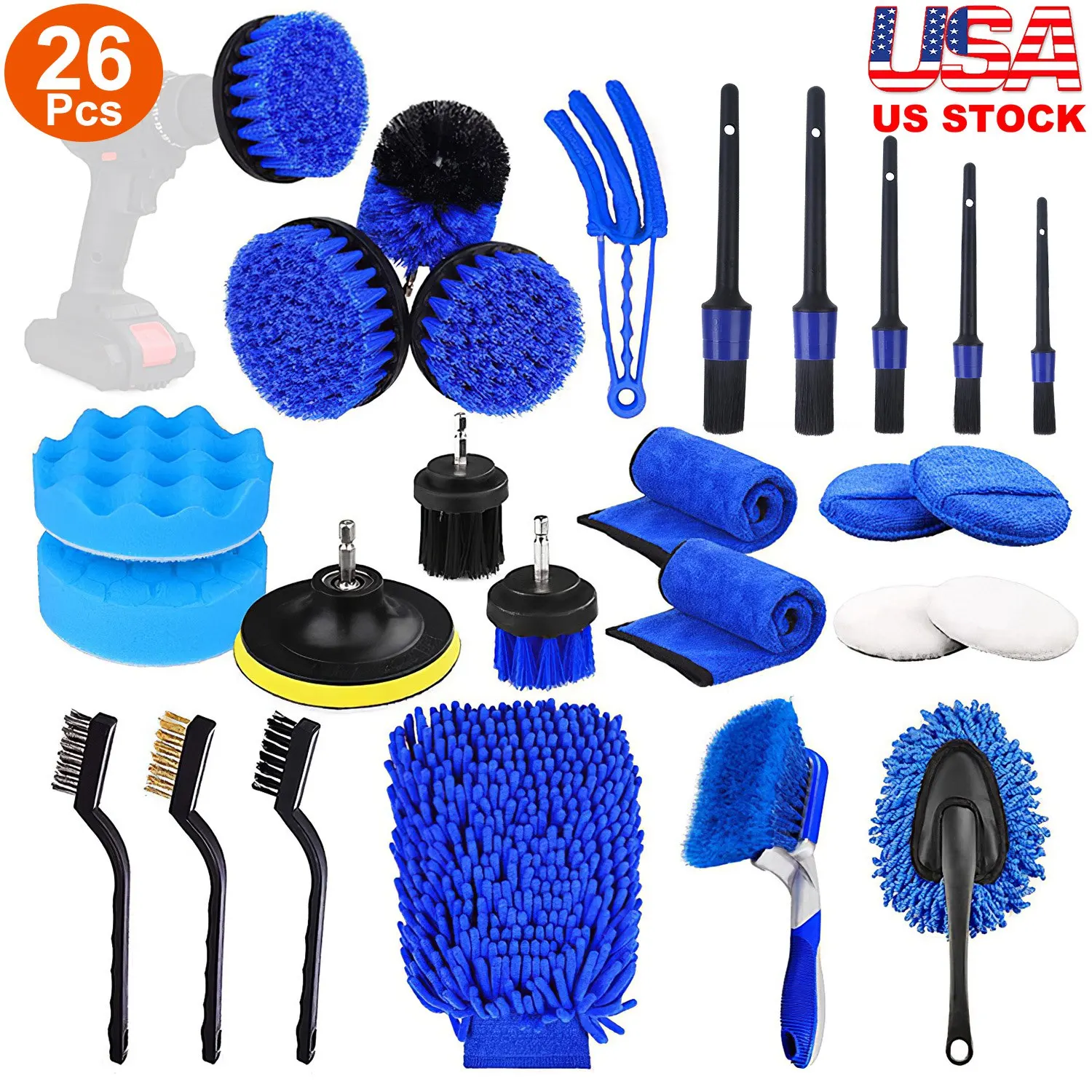 US Stock 26Pcs Car Detailing Brush Kit Drill Brush Set Auto Interior Exterior Cleaning Kit Wheel Polish Sponge Pads
US Stock 26Pcs Car Detailing Brush Kit Drill Brush Set Auto Interior Exterior Cleaning Kit Wheel Polish Sponge Pads
