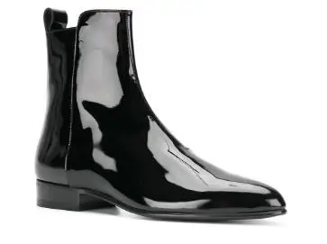 Man Black Shiny Patent Leather Pointed Toe Flat Ankle Boots British Style Zipper Side High Top Chelsea Boots Booties Dress Shoes
Man Black Shiny Patent Leather Pointed Toe Flat Ankle Boots British Style Zipper Side High Top Chelsea Boots Booties Dress Shoes
