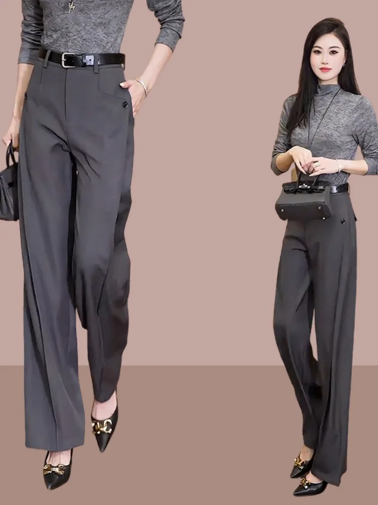 ay High Waist Straight Leg Pants Women's Spring Autumn Narrow Version Casual Design Korean Sle Commute Wind ket Detail
ay High Waist Straight Leg Pants Women's Spring Autumn Narrow Version Casual Design Korean Sle Commute Wind ket Detail