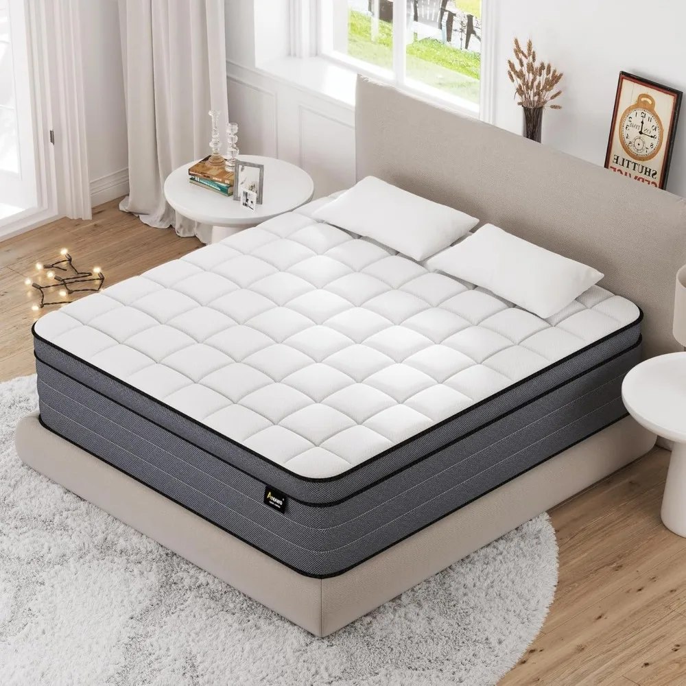 King Size Mattress,14 Inch Hybrid Mattress King Size in A Box with Gel Memory Foam and Pocket Springs, Pressure Relief & Upgrade
King Size Mattress,14 Inch Hybrid Mattress King Size in A Box with Gel Memory Foam and Pocket Springs, Pressure Relief & Upgrade
