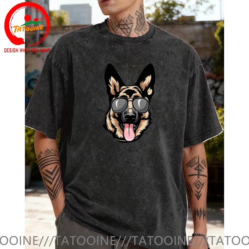 Vintage Washed Cotton T-Shirt Funny Designer German Shepherd With Glasses T Shirt Men Fashion Trendy Casual Clothing Stylish Top
Vintage Washed Cotton T-Shirt Funny Designer German Shepherd With Glasses T Shirt Men Fashion Trendy Casual Clothing Stylish Top