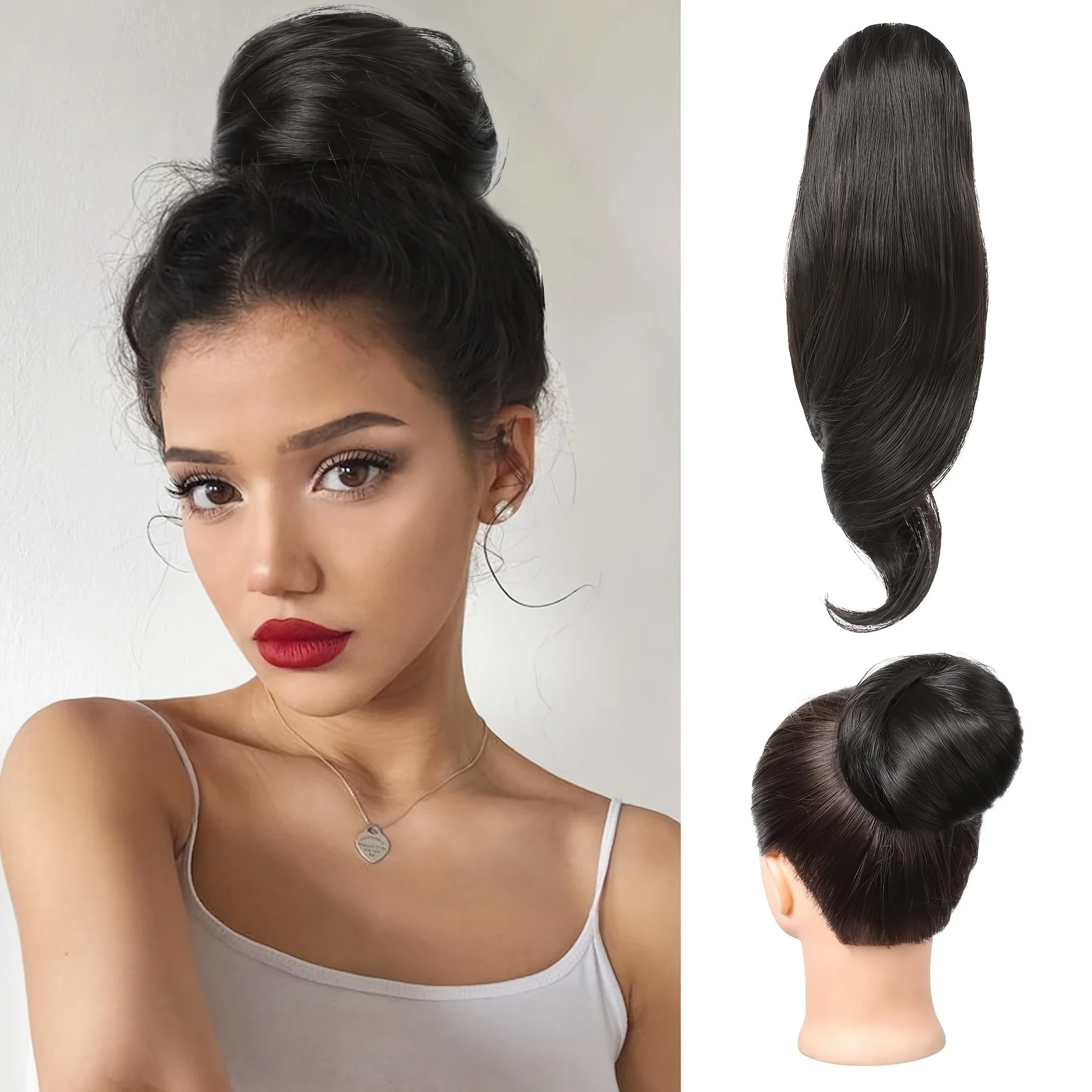 Women synthetic ponytail with drawstring style wrapped around meatball head dual-purpose, fluffy and natural
Women synthetic ponytail with drawstring style wrapped around meatball head dual-purpose, fluffy and natural