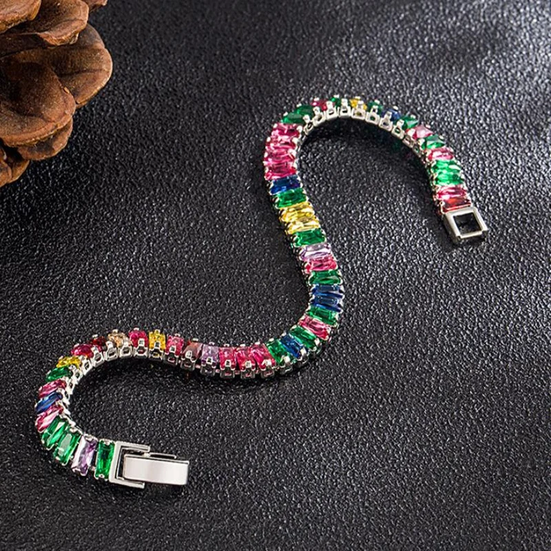 Noble 925 Sterling Silver Bracelet Chain Luxury Color Crystal Hand Jewelry For Women Charm Wedding Gift Party 18cm
Noble 925 Sterling Silver Bracelet Chain Luxury Color Crystal Hand Jewelry For Women Charm Wedding Gift Party 18cm