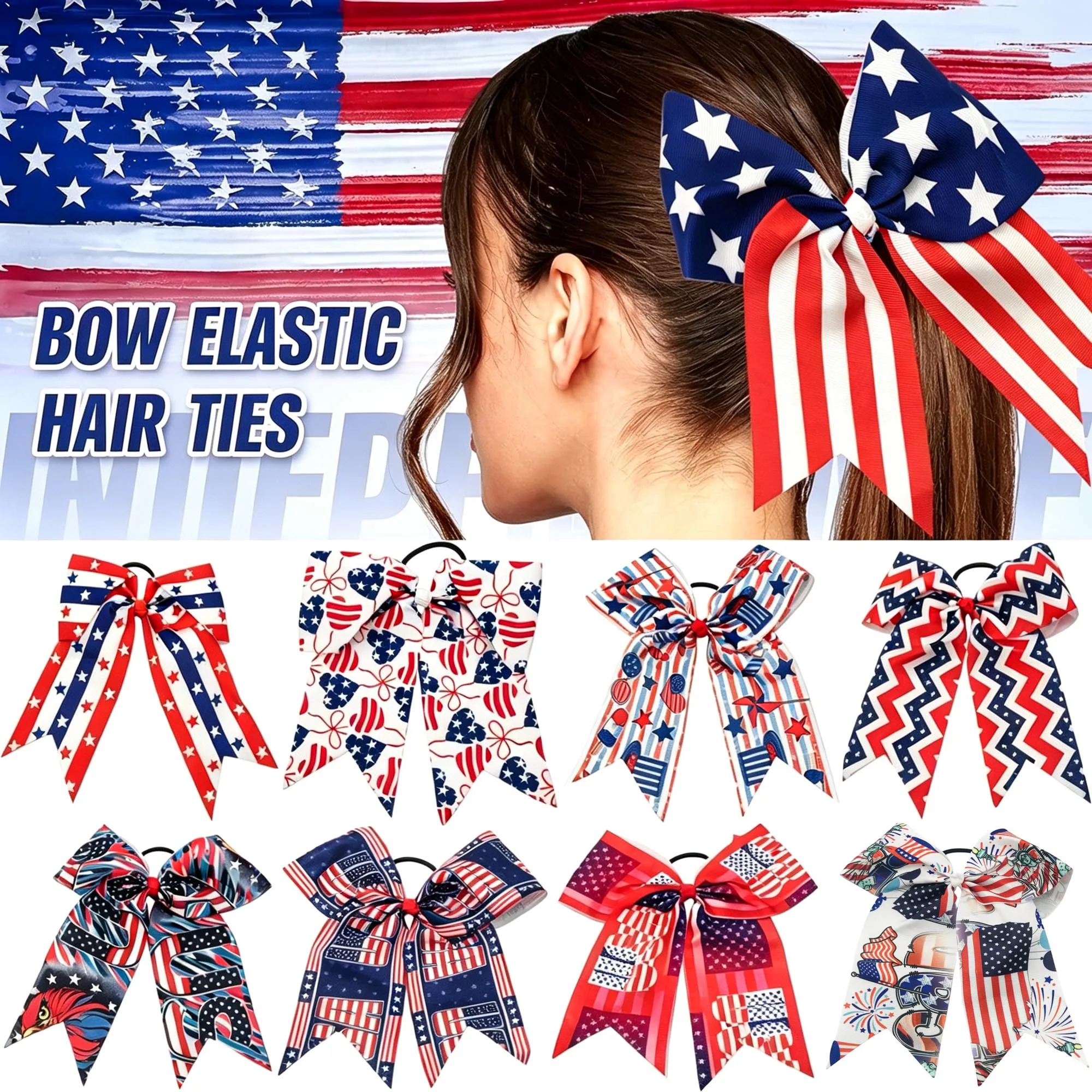 6Pcs Independence Day Big Bow with Elastic Hair Ties Patriotic Bowknot Hairband Girls Ribbon Rubber Bands With Bows Headwear
6Pcs Independence Day Big Bow with Elastic Hair Ties Patriotic Bowknot Hairband Girls Ribbon Rubber Bands With Bows Headwear