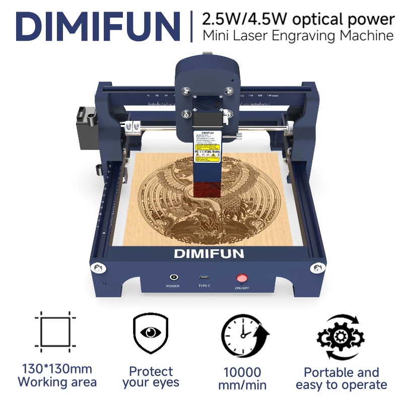 DIMIFUN 2.5W/4.5W Mini Laser Engraving Machine CNC Blue Light Fixed Focus Portable DIY Wood Acrylic Aluminum Stainless Steel
DIMIFUN 2.5W/4.5W Mini Laser Engraving Machine CNC Blue Light Fixed Focus Portable DIY Wood Acrylic Aluminum Stainless Steel