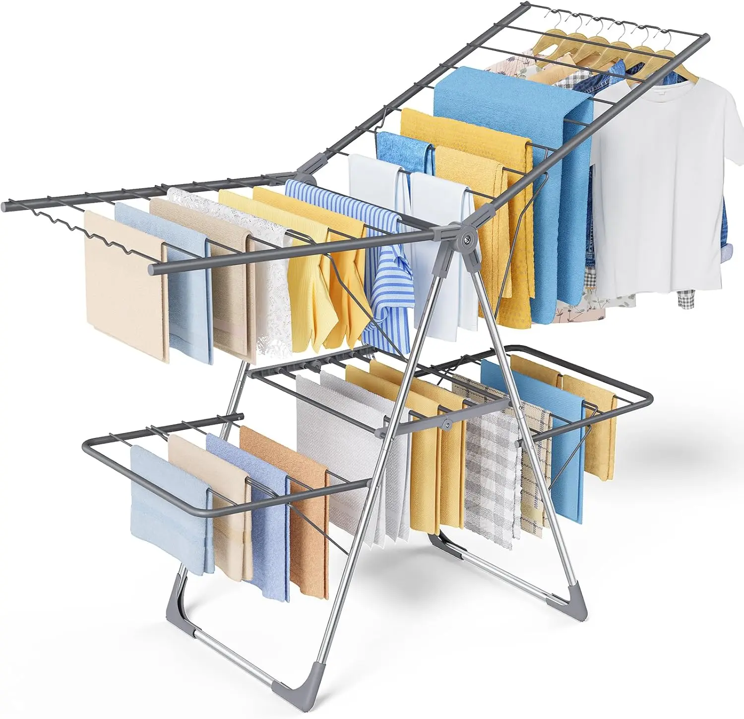 Clothes Drying Rack, Foldable 2-Level Laundry Drying Rack with Height-Adjustable Wings, for Clothing & Bedding, Free-Standing Sp
Clothes Drying Rack, Foldable 2-Level Laundry Drying Rack with Height-Adjustable Wings, for Clothing & Bedding, Free-Standing Sp