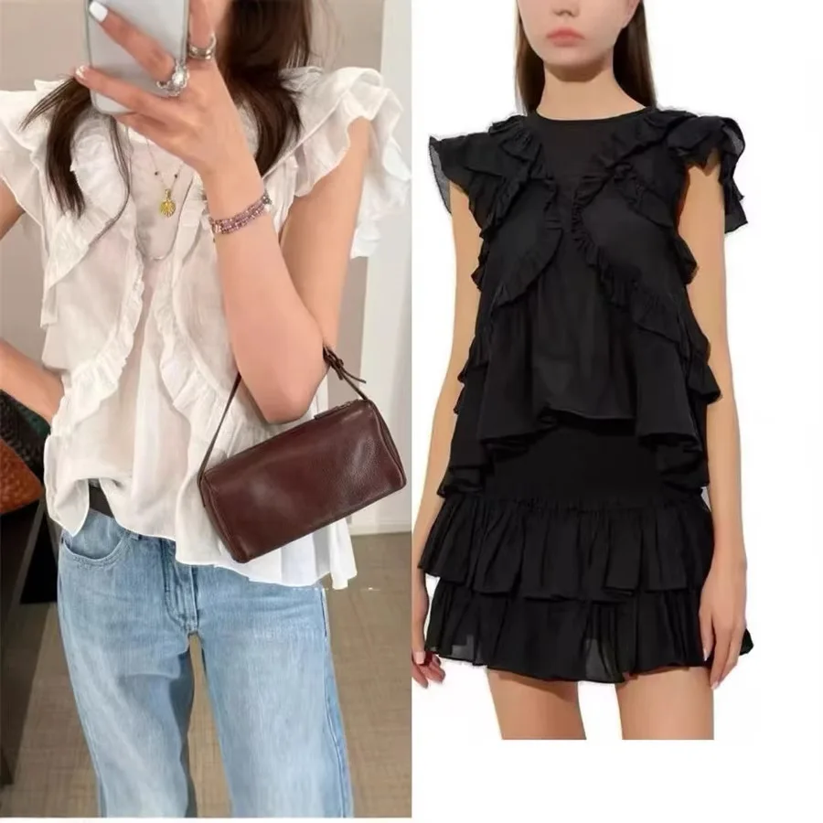 Sweet Spring Summer New Style Ruffle Sleeveless Top round Neck Casual Loose Cotton Blouse Korean Style Fashion Women's Shirt
Sweet Spring Summer New Style Ruffle Sleeveless Top round Neck Casual Loose Cotton Blouse Korean Style Fashion Women's Shirt