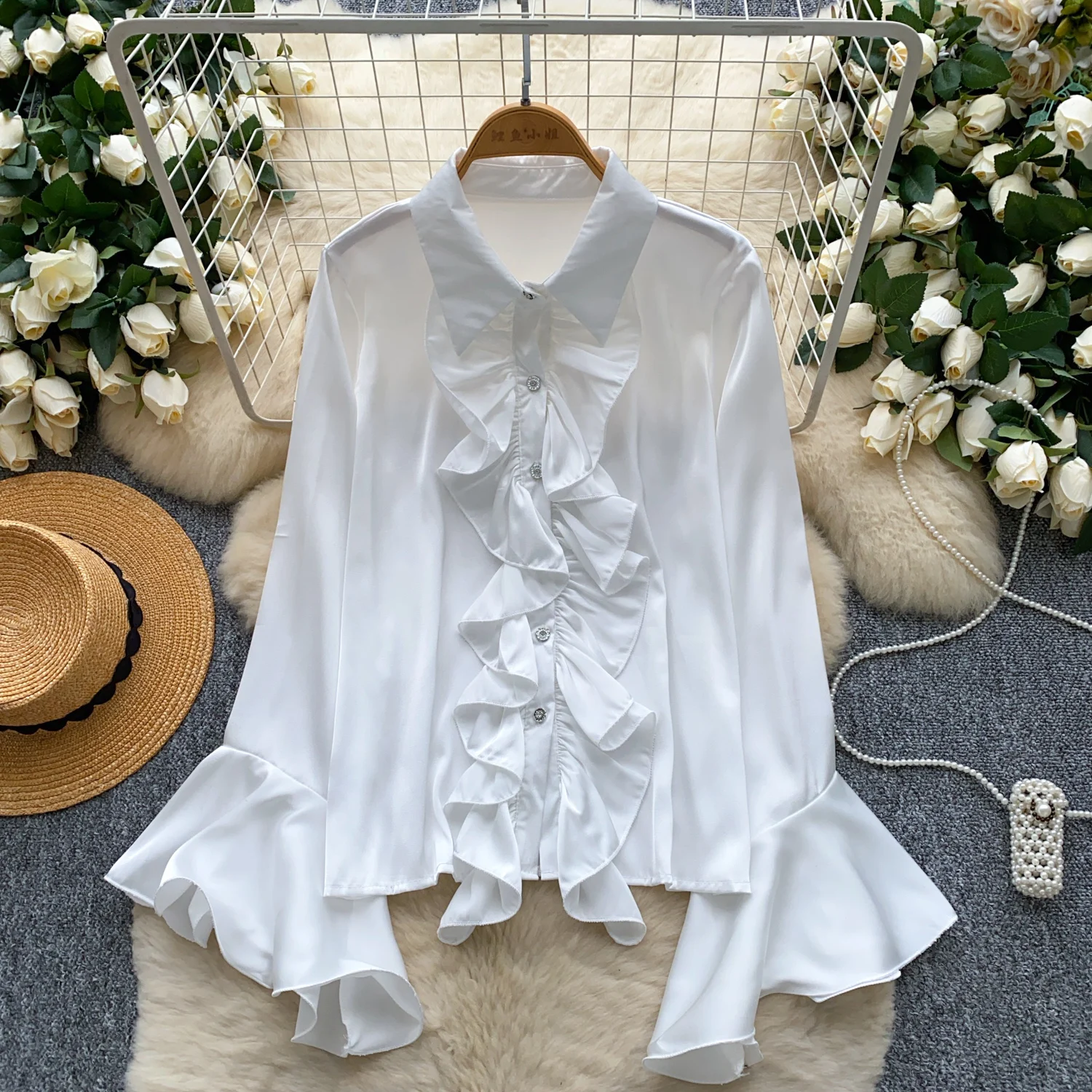 Vintage Blouse flare sleeve long sleeve Slim Elegant Fashion Crop Top Sexy Women Shirt women clothing
Vintage Blouse flare sleeve long sleeve Slim Elegant Fashion Crop Top Sexy Women Shirt women clothing